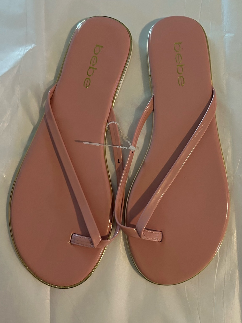 bebe Pink Patent Thin-Strap Flip Flop Sandals